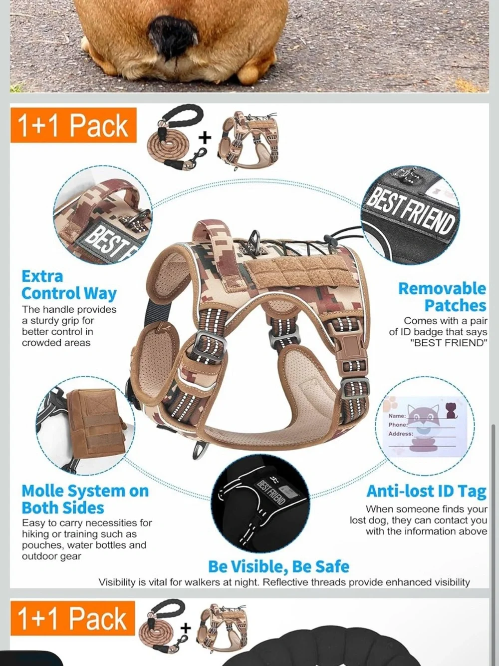 Adjustable Pet Harness Service Training Easy Control Harness and Leash